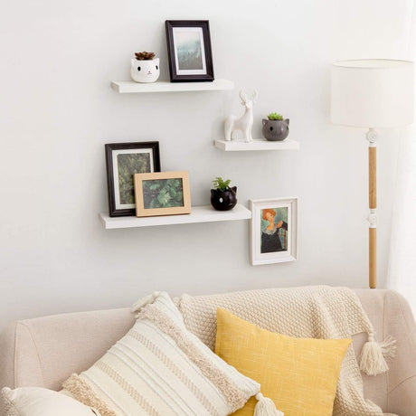 Set de 3 Repisas Blanco 14x50cm Minimalistas Rectangulares y Flotantes - REPISAS | Bylmo