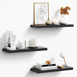 Set de 3 Repisas Negro 14x50cm Minimalistas Rectangulares y Flotantes - REPISAS | Bylmo