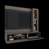 Centro de Entretenimiento Yakarta Milan y Roble Natural 200x180cm para TV Hasta 65" Pulgadas y con Siete Compartimientos - MUEBLES DE TV | Bylmo