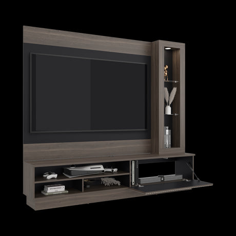 Centro de Entretenimiento Yakarta Milan y Roble Natural 200x180cm para TV Hasta 65" Pulgadas y con Siete Compartimientos - MUEBLES DE TV | Bylmo
