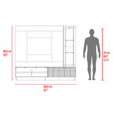 Centro de Entretenimiento Yakarta Milan y Roble Natural 200x180cm para TV Hasta 65" Pulgadas y con Siete Compartimientos - MUEBLES DE TV | Bylmo