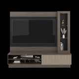 Centro de Entretenimiento Yakarta Milan y Roble Natural 200x180cm para TV Hasta 65" Pulgadas y con Siete Compartimientos - MUEBLES DE TV | Bylmo