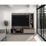 Centro de Entretenimiento Yakarta Milan y Roble Natural 200x180cm para TV Hasta 65" Pulgadas y con Siete Compartimientos - MUEBLES DE TV | Bylmo