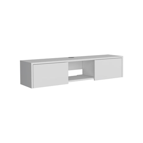 Repisa para TV Glen Blanco 125x26.5cm para TV Hasta 55" Pulgadas y con Cuatro Compartimientos - MUEBLES DE TV | Bylmo