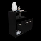 Mesa de Noche Jena Wengue 40x70cm con Un Cajón y con Tres Compartimientos - MESAS DE NOCHE | Bylmo