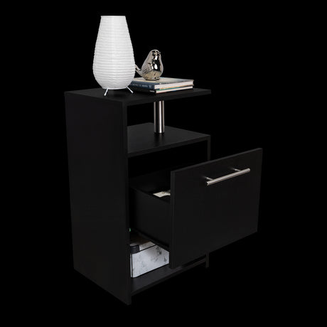 Mesa de Noche Jena Wengue 40x70cm con Un Cajón y con Tres Compartimientos - MESAS DE NOCHE | Bylmo