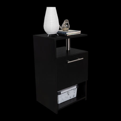 Mesa de Noche Jena Wengue 40x70cm con Un Cajón y con Tres Compartimientos - MESAS DE NOCHE | Bylmo
