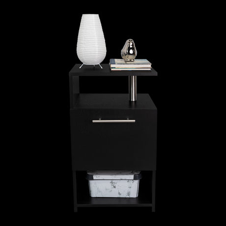 Mesa de Noche Jena Wengue 40x70cm con Un Cajón y con Tres Compartimientos - MESAS DE NOCHE | Bylmo