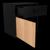 Mesa de Noche Grayson Wengue y Fresno 50x55cm con Un Cajón y con Dos Compartimientos - MESAS DE NOCHE | Bylmo