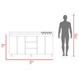 Mueble Inferior de Cocina Boreal Blanco y Fresno Europeo 179.9x89.5cm Con Meson Izquierdo de Acero Inoxidable y con Estufa - MUEBLES INFERIORES DE COCINA | Bylmo
