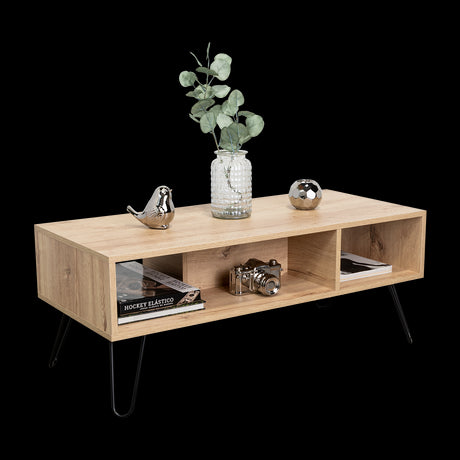 Mesa de Centro Vassel Duna 101x40cm Rectangular con Compartimiento y con Patas - MESAS DE CENTRO | Bylmo