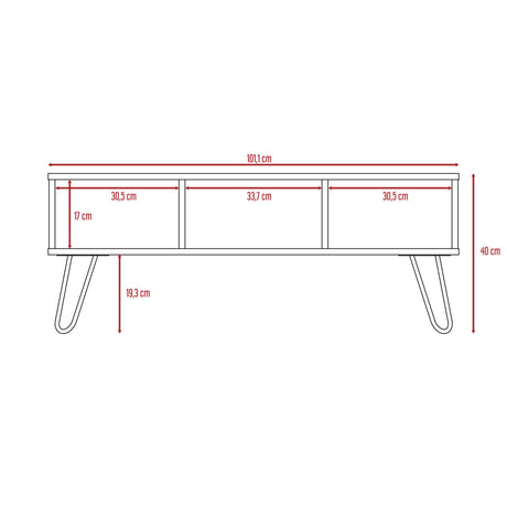 Mesa de Centro Vassel Duna 101x40cm Rectangular con Compartimiento y con Patas - MESAS DE CENTRO | Bylmo