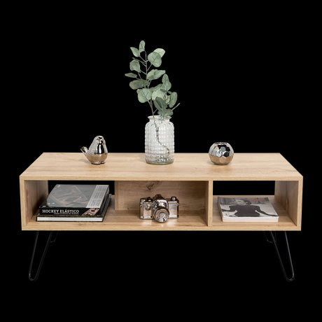 Mesa de Centro Vassel Duna 101x40cm Rectangular con Compartimiento y con Patas - MESAS DE CENTRO | Bylmo