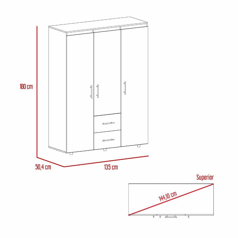 Closet Baru Wengue 135x180cm con Cuatro Puertas y con Dos Cajones - CLOSETS | Bylmo