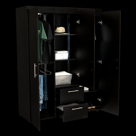 Closet Baru Wengue 135x180cm con Cuatro Puertas y con Dos Cajones - CLOSETS | Bylmo