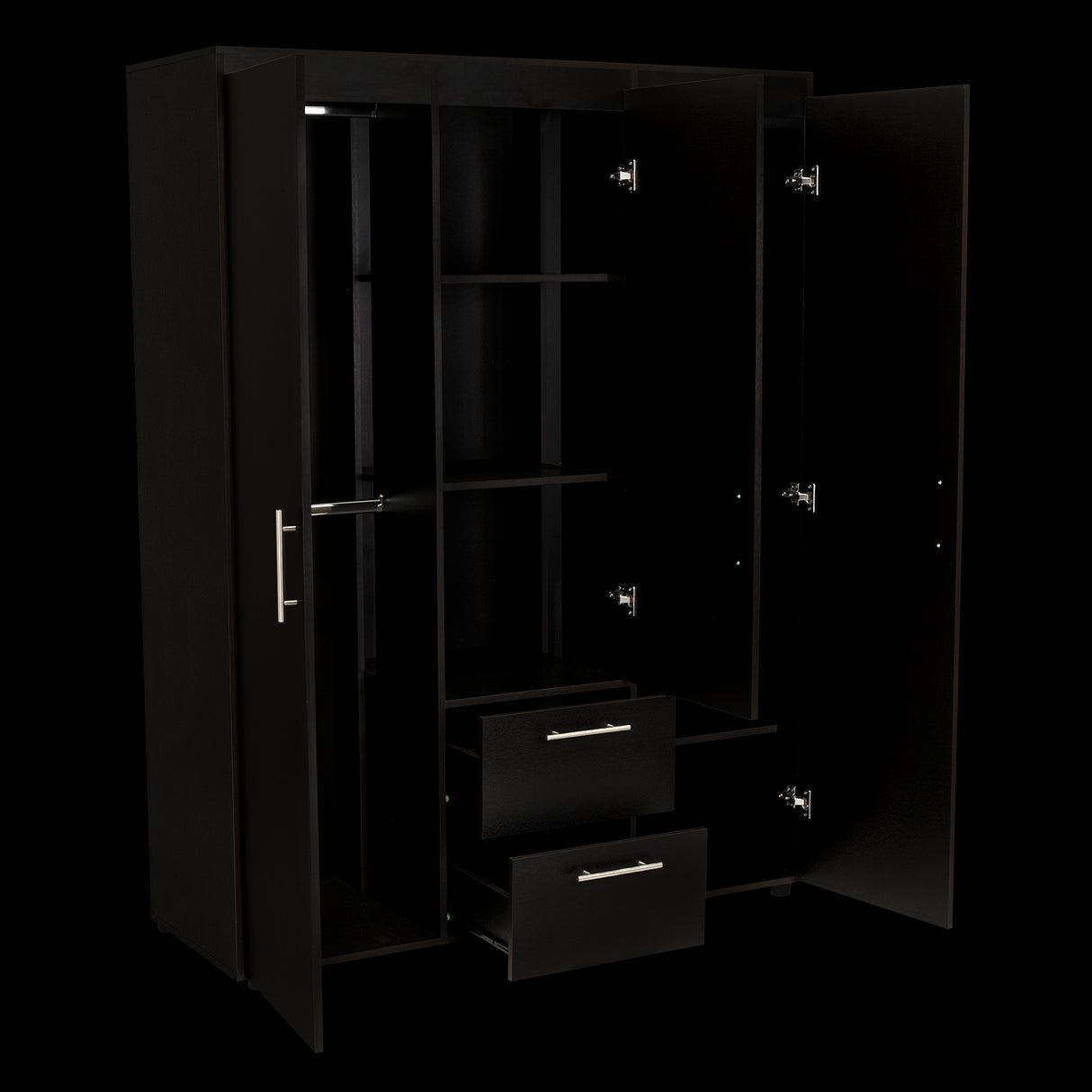 Closet Baru Wengue 135x180cm con Cuatro Puertas y con Dos Cajones - CLOSETS | Bylmo