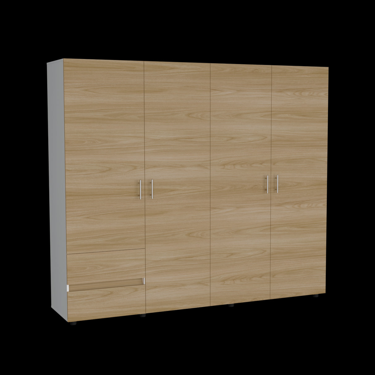 Closet Dassel Blanco y Fresno Europeo 230x200cm con Cuatro Puertas y con Dos Cajones - CLOSETS | Bylmo