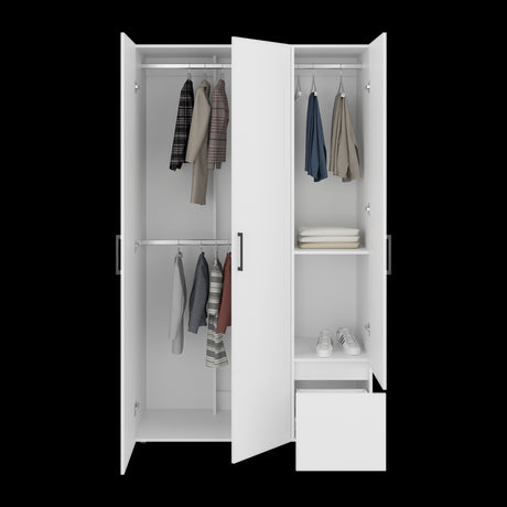 Closet Kenvil Blanco 120x200cm con Tres Puertas y con Un Cajón - CLOSETS | Bylmo