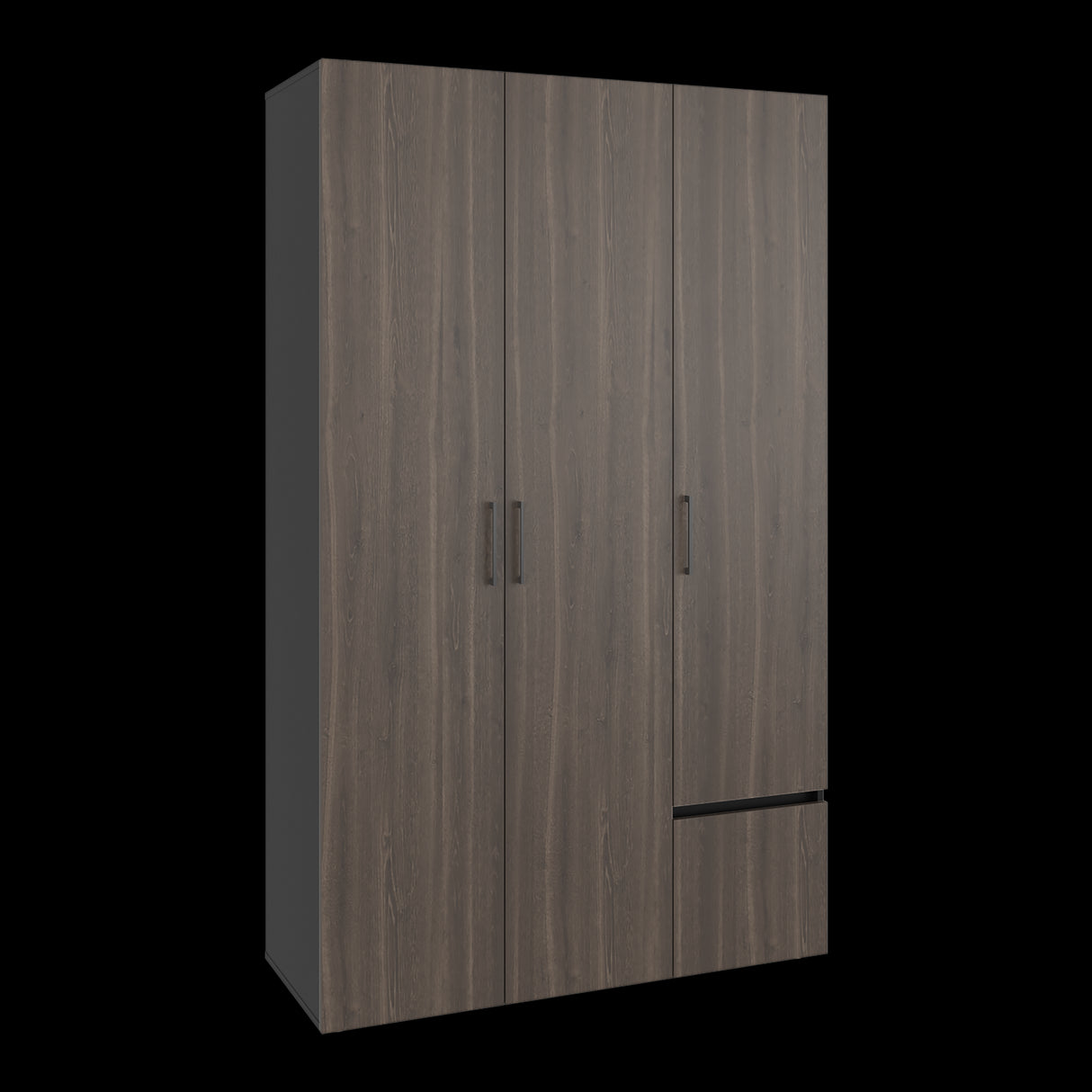 Closet Kenvil Milan y Wengue 120x200cm con Tres Puertas y con Un Cajón - CLOSETS | Bylmo