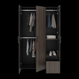 Closet Kenvil Milan y Wengue 120x200cm con Tres Puertas y con Un Cajón - CLOSETS | Bylmo