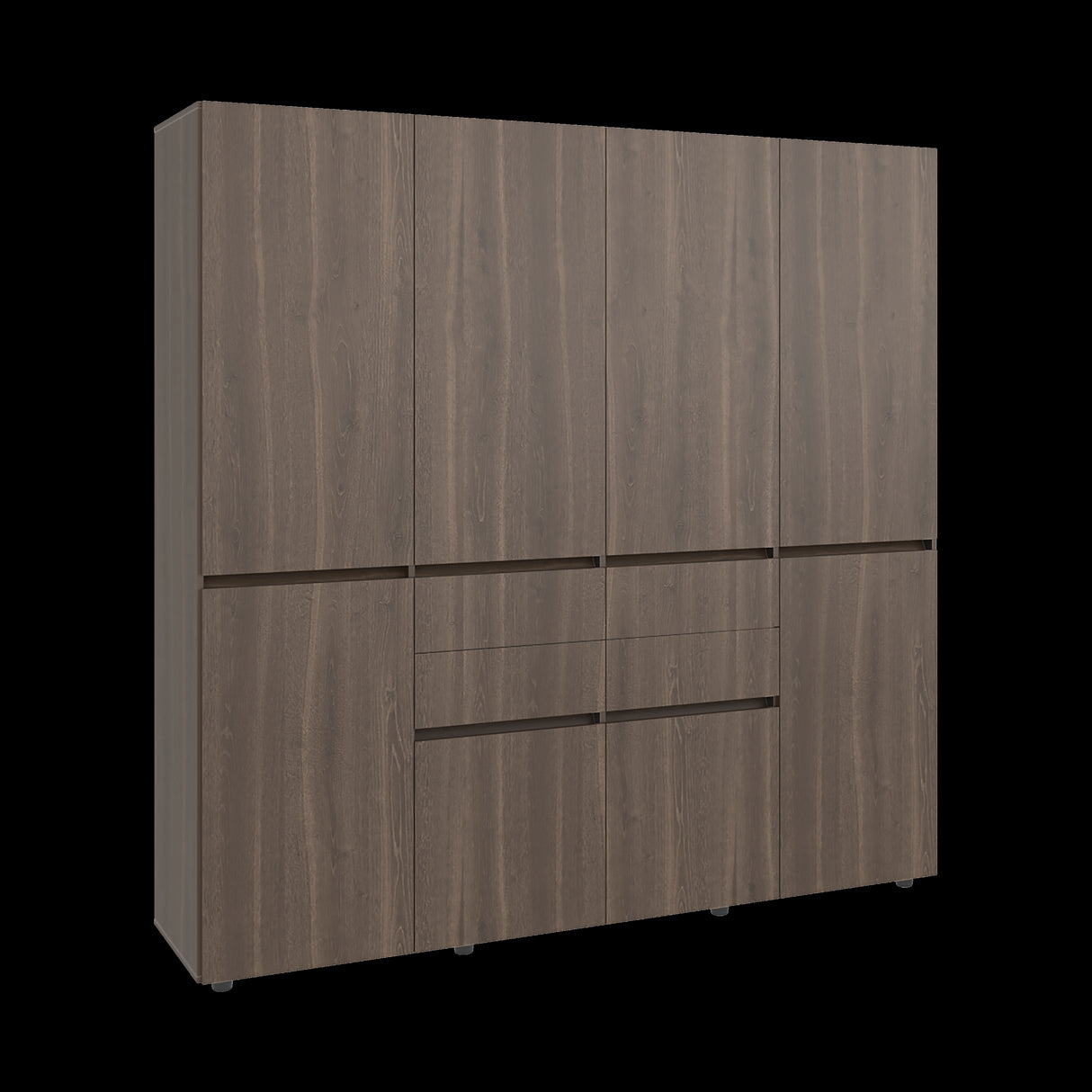 Closet Siruela Milan y Wengue 200x200cm con Ocho Puertas y con Cuatro Cajones - CLOSETS | Bylmo