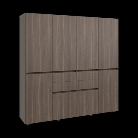 Closet Siruela Milan y Wengue 200x200cm con Ocho Puertas y con Cuatro Cajones - CLOSETS | Bylmo