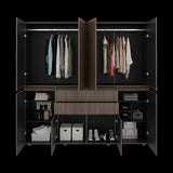 Closet Siruela Milan y Wengue 200x200cm con Ocho Puertas y con Cuatro Cajones - CLOSETS | Bylmo