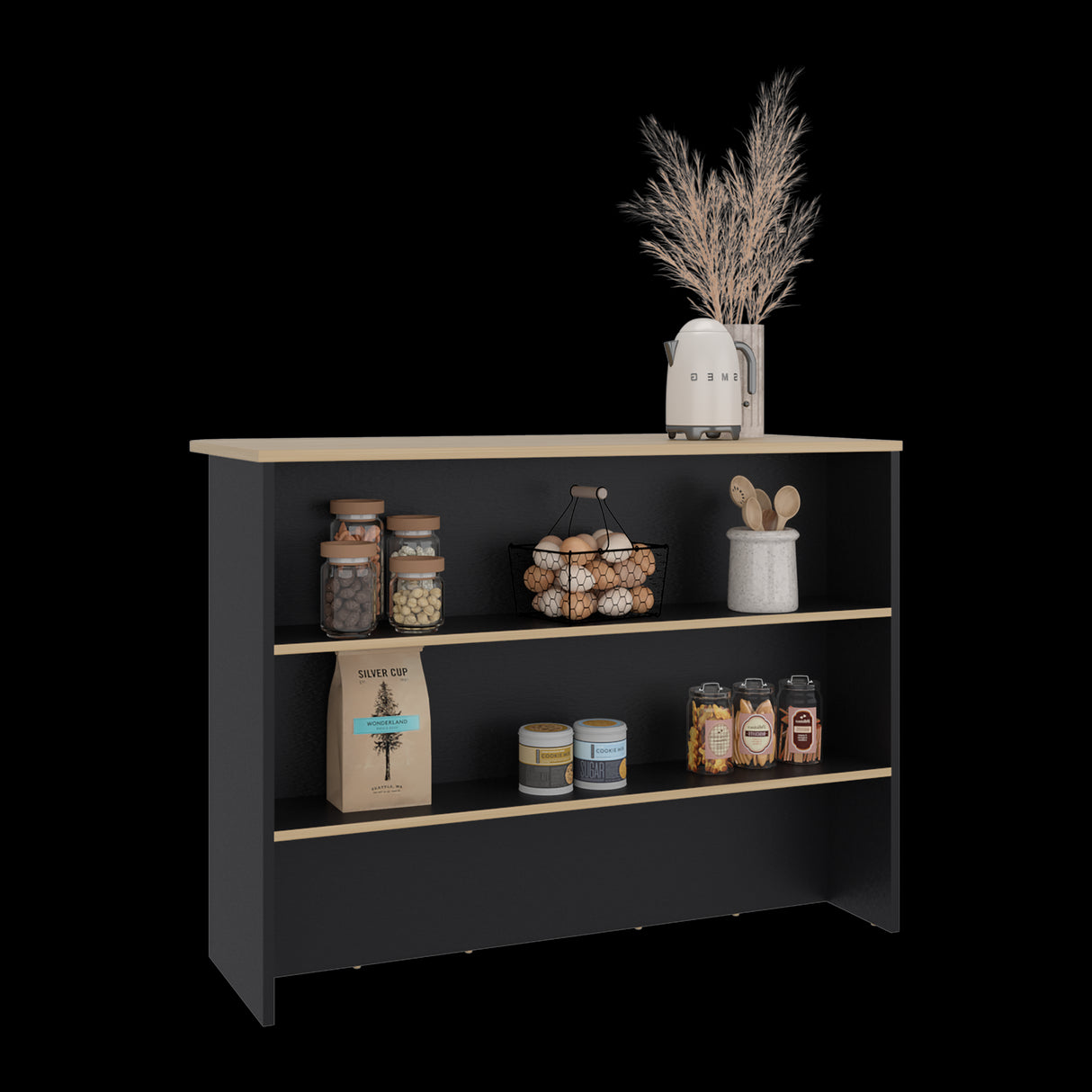 Barra de Cocina Fendi Wengue y Fresno Europeo 120x90cm con Dos Compartimientos - BARRAS Y MUEBLES AUXILIARES | Bylmo