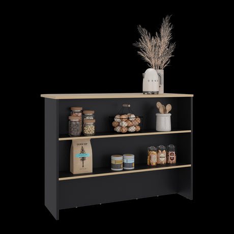Barra de Cocina Fendi Wengue y Fresno Europeo 120x90cm con Dos Compartimientos - BARRAS Y MUEBLES AUXILIARES | Bylmo
