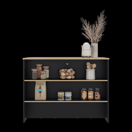 Barra de Cocina Fendi Wengue y Fresno Europeo 120x90cm con Dos Compartimientos - BARRAS Y MUEBLES AUXILIARES | Bylmo