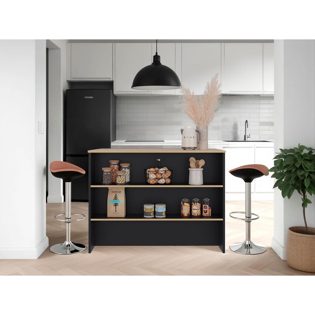 Barra de Cocina Fendi Wengue y Fresno Europeo 120x90cm con Dos Compartimientos - BARRAS Y MUEBLES AUXILIARES | Bylmo