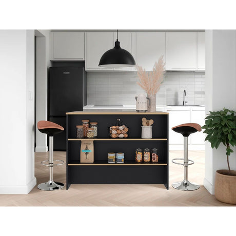 Barra de Cocina Fendi Wengue y Fresno Europeo 120x90cm con Dos Compartimientos - BARRAS Y MUEBLES AUXILIARES | Bylmo