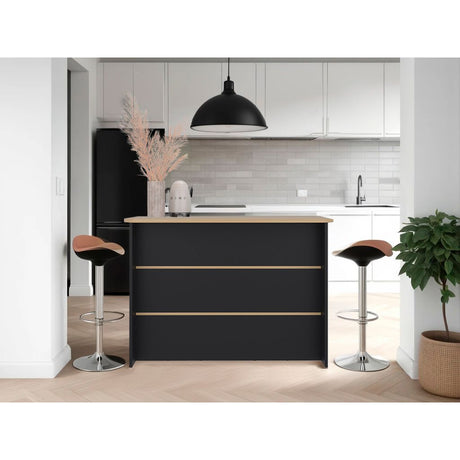 Barra de Cocina Fendi Wengue y Fresno Europeo 120x90cm con Dos Compartimientos - BARRAS Y MUEBLES AUXILIARES | Bylmo