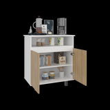 Mueble Auxiliar de Cocina Lona Blanco y Fresno Europeo 73x80.1cm con Tres Compartimientos - BARRAS Y MUEBLES AUXILIARES | Bylmo