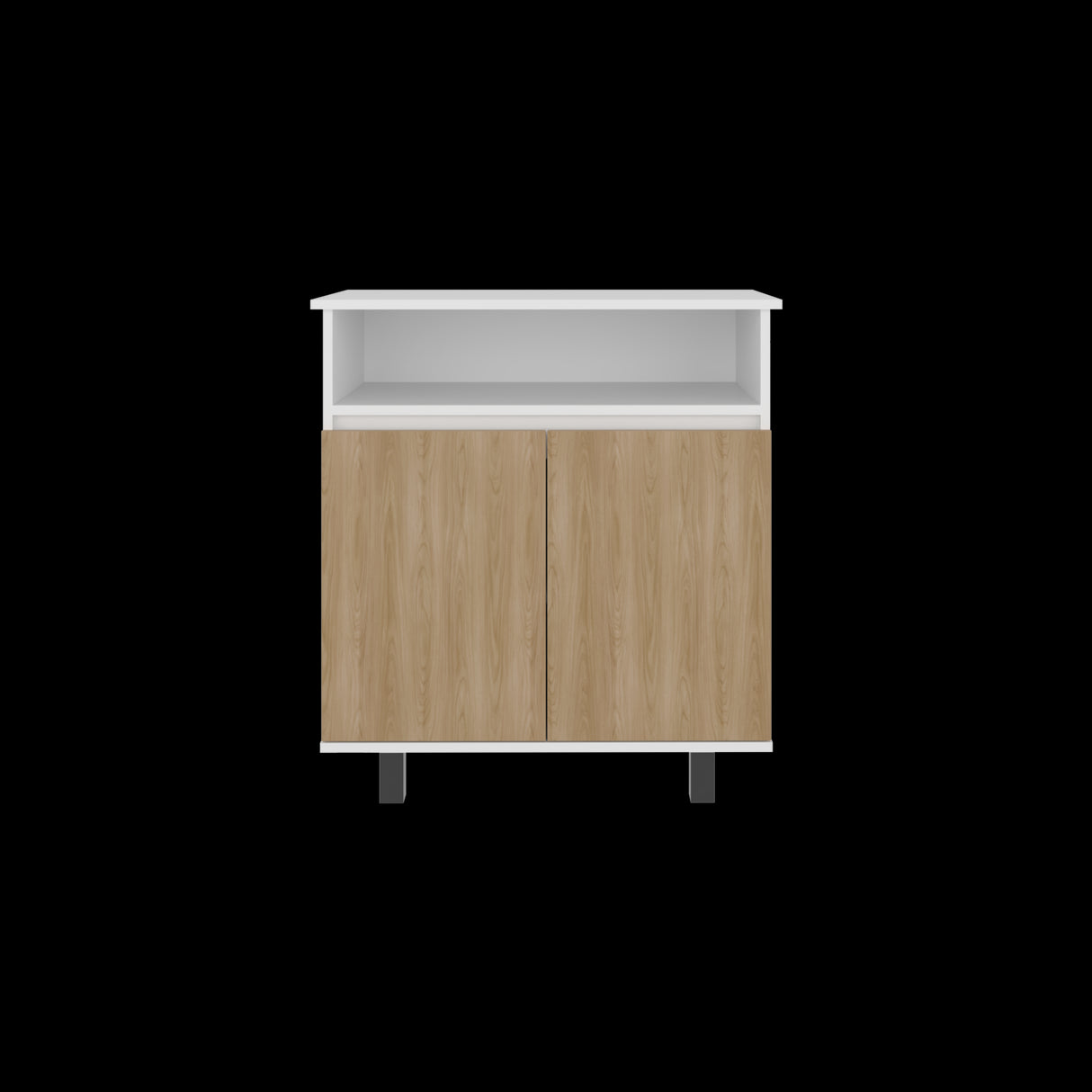 Mueble Auxiliar de Cocina Lona Blanco y Fresno Europeo 73x80.1cm con Tres Compartimientos - BARRAS Y MUEBLES AUXILIARES | Bylmo
