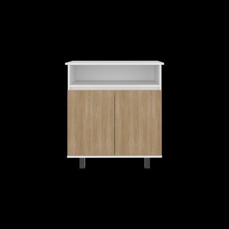 Mueble Auxiliar de Cocina Lona Blanco y Fresno Europeo 73x80.1cm con Tres Compartimientos - BARRAS Y MUEBLES AUXILIARES | Bylmo