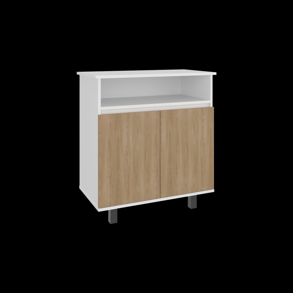Mueble Auxiliar de Cocina Lona Blanco y Fresno Europeo 73x80.1cm con Tres Compartimientos - BARRAS Y MUEBLES AUXILIARES | Bylmo