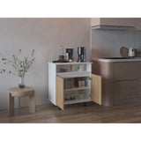 Mueble Auxiliar de Cocina Lona Blanco y Fresno Europeo 73x80.1cm con Tres Compartimientos - BARRAS Y MUEBLES AUXILIARES | Bylmo
