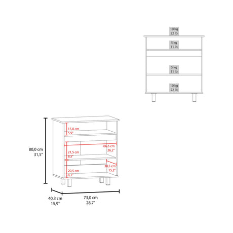 Mueble Auxiliar de Cocina Lona Blanco y Fresno Europeo 73x80.1cm con Tres Compartimientos - BARRAS Y MUEBLES AUXILIARES | Bylmo