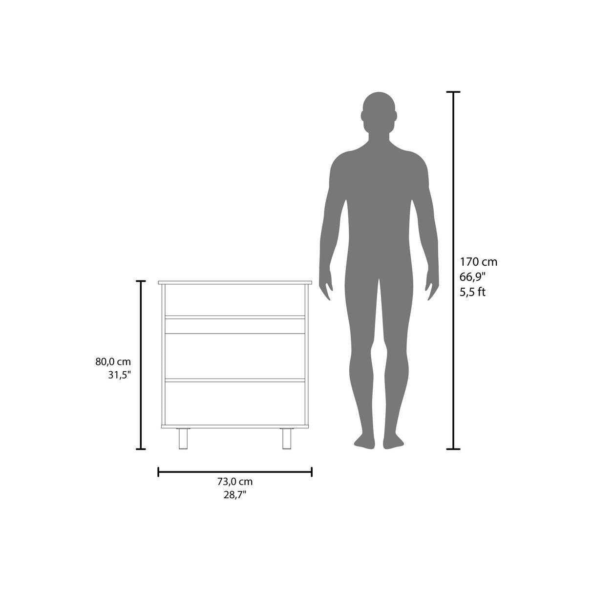 Mueble Auxiliar de Cocina Lona Blanco y Fresno Europeo 73x80.1cm con Tres Compartimientos - BARRAS Y MUEBLES AUXILIARES | Bylmo