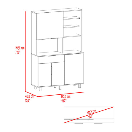 Alacena Oshawa Fresno Europeo y Wengue 125x197cm con Cinco Puertas y un Cajón - ALACENAS Y MUEBLES MICROONDAS | Bylmo