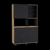 Alacena Oshawa Fresno Europeo y Wengue 125x197cm con Cinco Puertas y un Cajón - ALACENAS Y MUEBLES MICROONDAS | Bylmo