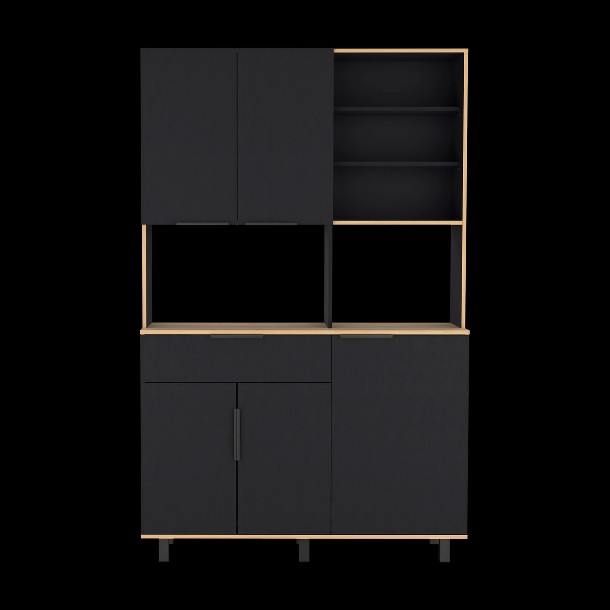 Alacena Oshawa Fresno Europeo y Wengue 125x197cm con Cinco Puertas y un Cajón - ALACENAS Y MUEBLES MICROONDAS | Bylmo