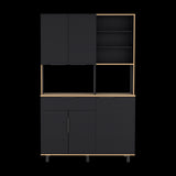 Alacena Oshawa Fresno Europeo y Wengue 125x197cm con Cinco Puertas y un Cajón - ALACENAS Y MUEBLES MICROONDAS | Bylmo