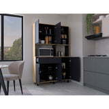 Alacena Oshawa Fresno Europeo y Wengue 125x197cm con Cinco Puertas y un Cajón - ALACENAS Y MUEBLES MICROONDAS | Bylmo