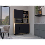 Alacena Oshawa Fresno Europeo y Wengue 125x197cm con Cinco Puertas y un Cajón - ALACENAS Y MUEBLES MICROONDAS | Bylmo