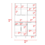 Alacena Oshawa Fresno Europeo y Wengue 125x197cm con Cinco Puertas y un Cajón - ALACENAS Y MUEBLES MICROONDAS | Bylmo