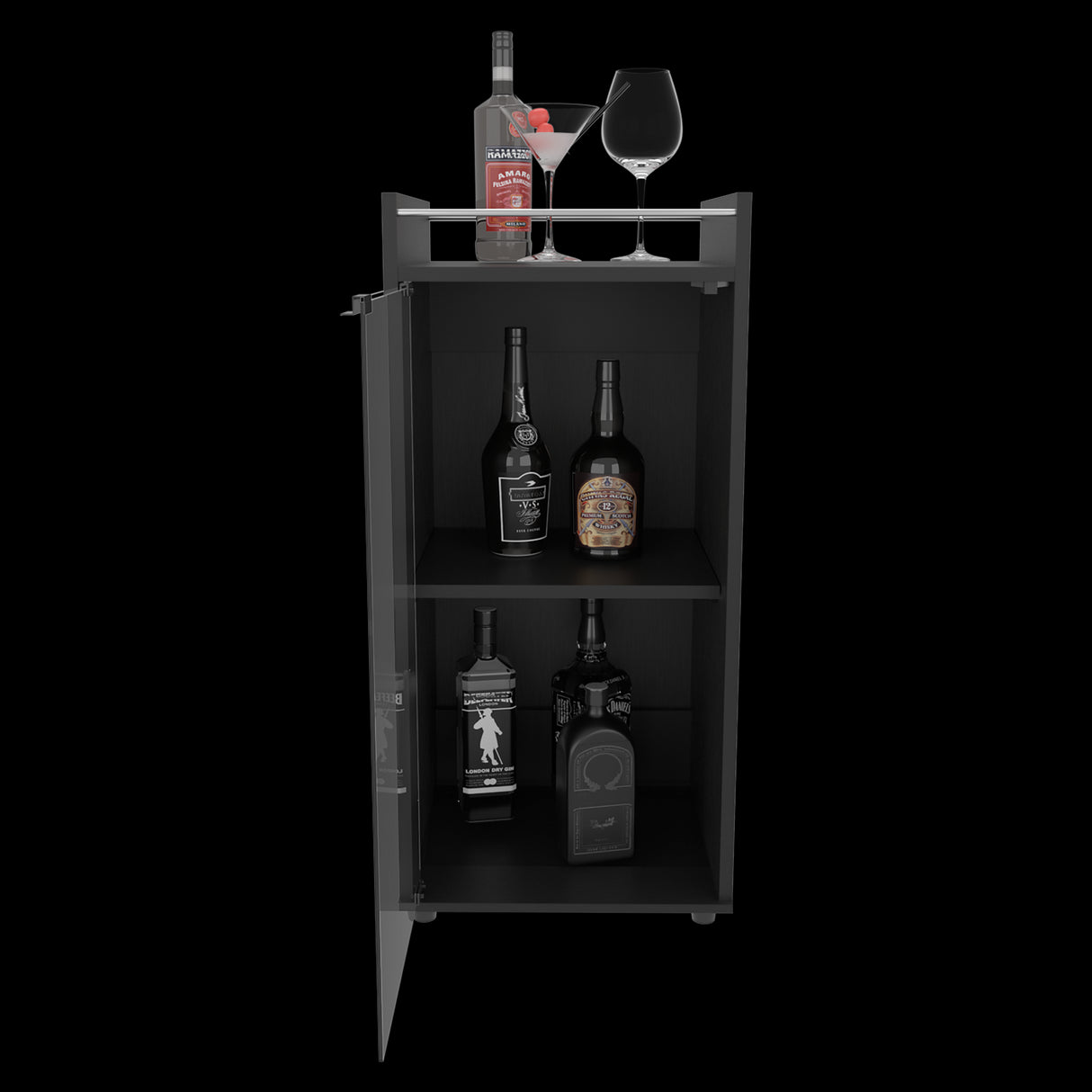 Mini Bar Theba Wengue 38.1x81.3cm con Dos Compartimientos y con Patas - BARES | Bylmo