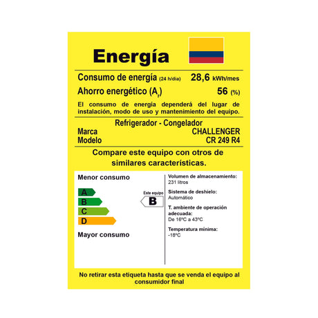 Nevera Challenger Lumina Gris Oscuro 60x152cm No Frost De 249 Litros con Dispensador de Agua - NEVERAS | Bylmo