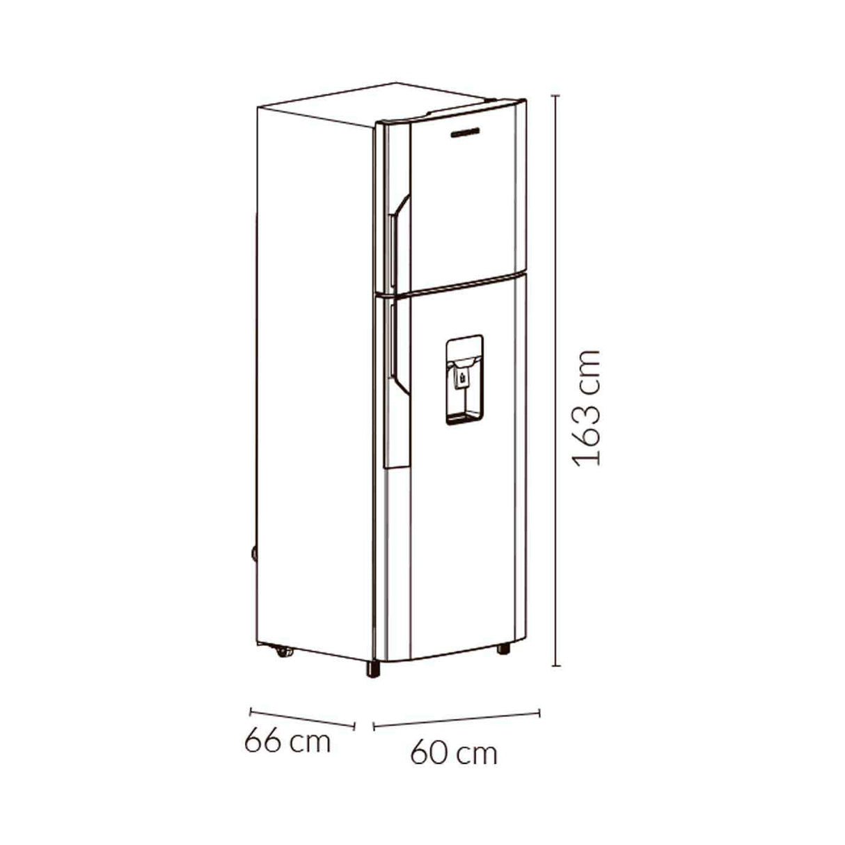 Nevera Challenger Lumina Gris Oscuro 60x163cm No Frost De 266 Litros con Dispensador de Agua - NEVERAS | Bylmo
